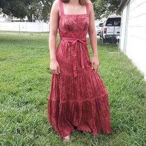 Burnt orange maxi dress tiered maxi skirt